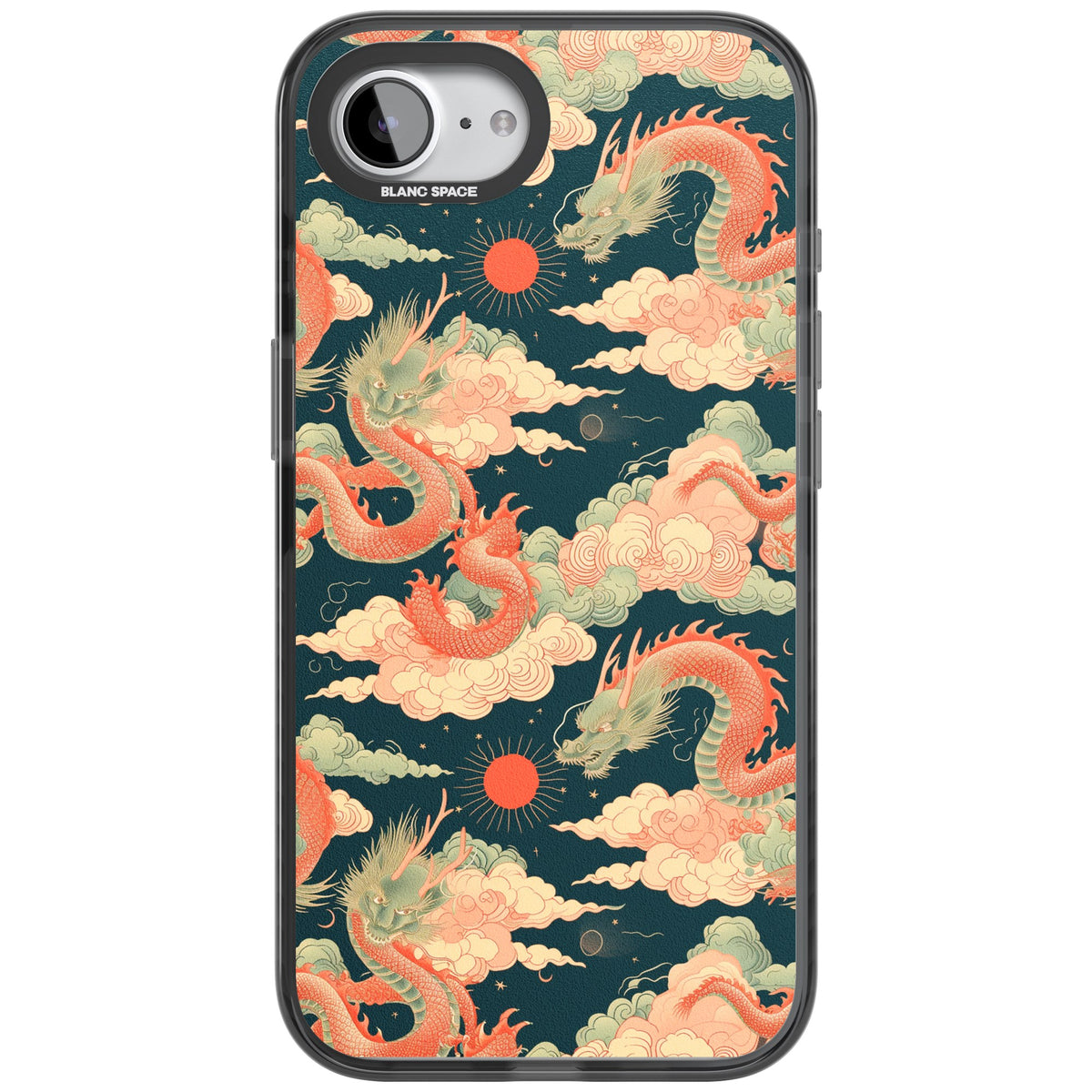Chinese Dragons Clouds iPhone 16e / iPhone 17e Impact Black Phone Case front