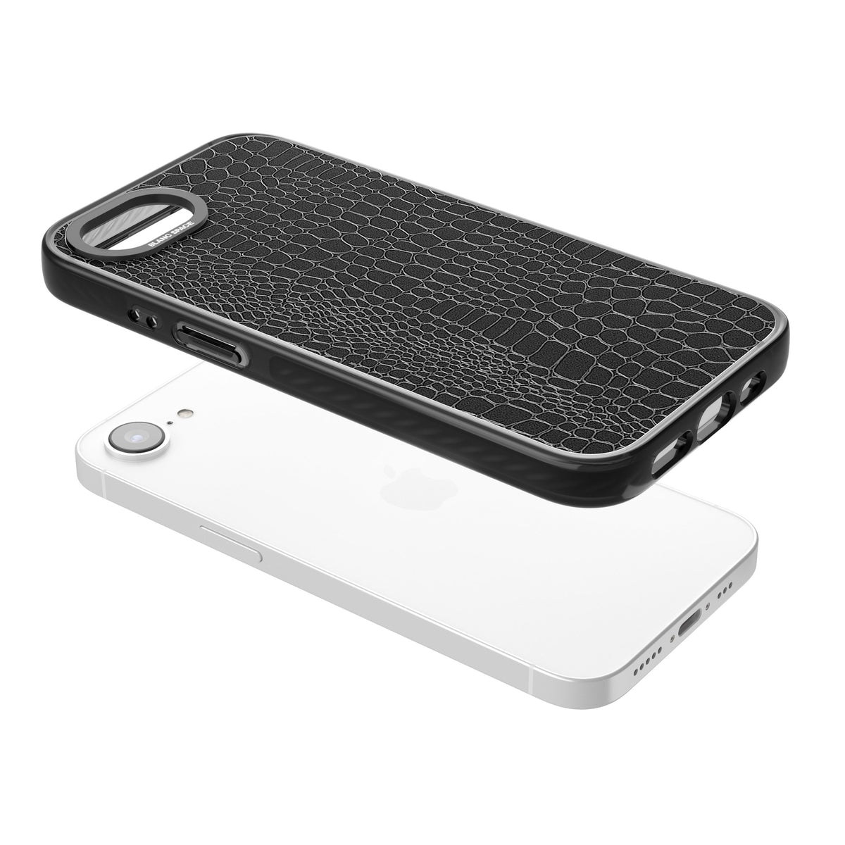 Black Snakeskin iPhone 16e / iPhone 17e Impact Black Phone Case angled