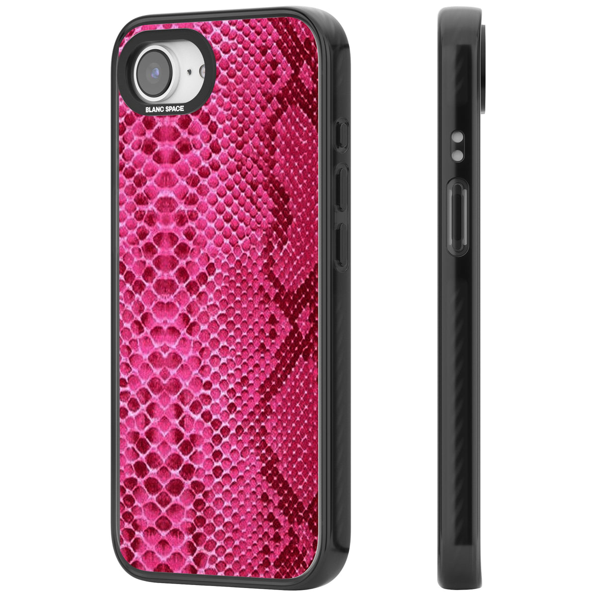 Pink Snakeskin iPhone 16e / iPhone 17e Impact Black Phone Case side