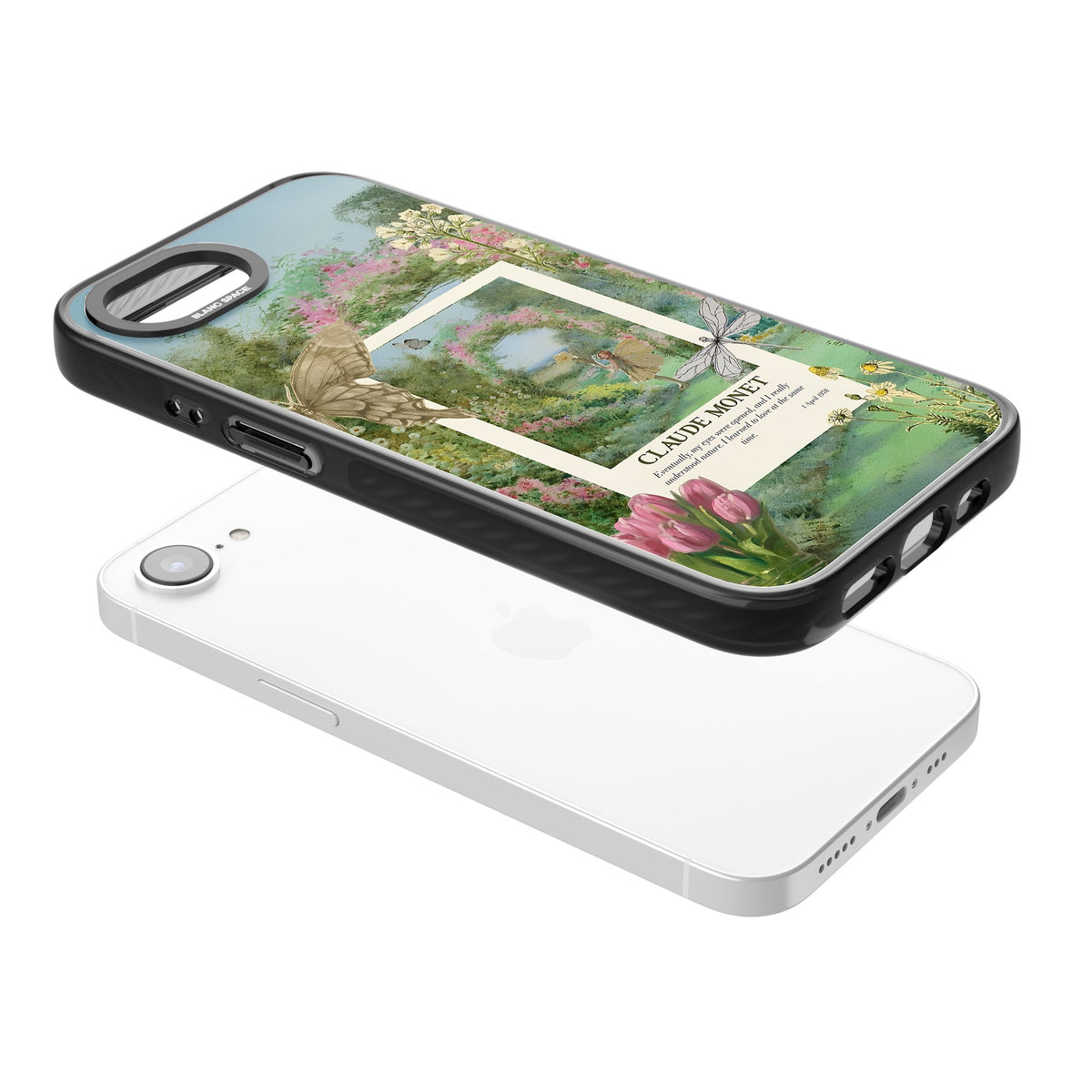 Monet Fairy Garden iPhone 16e / iPhone 17e Impact Black Phone Case angled