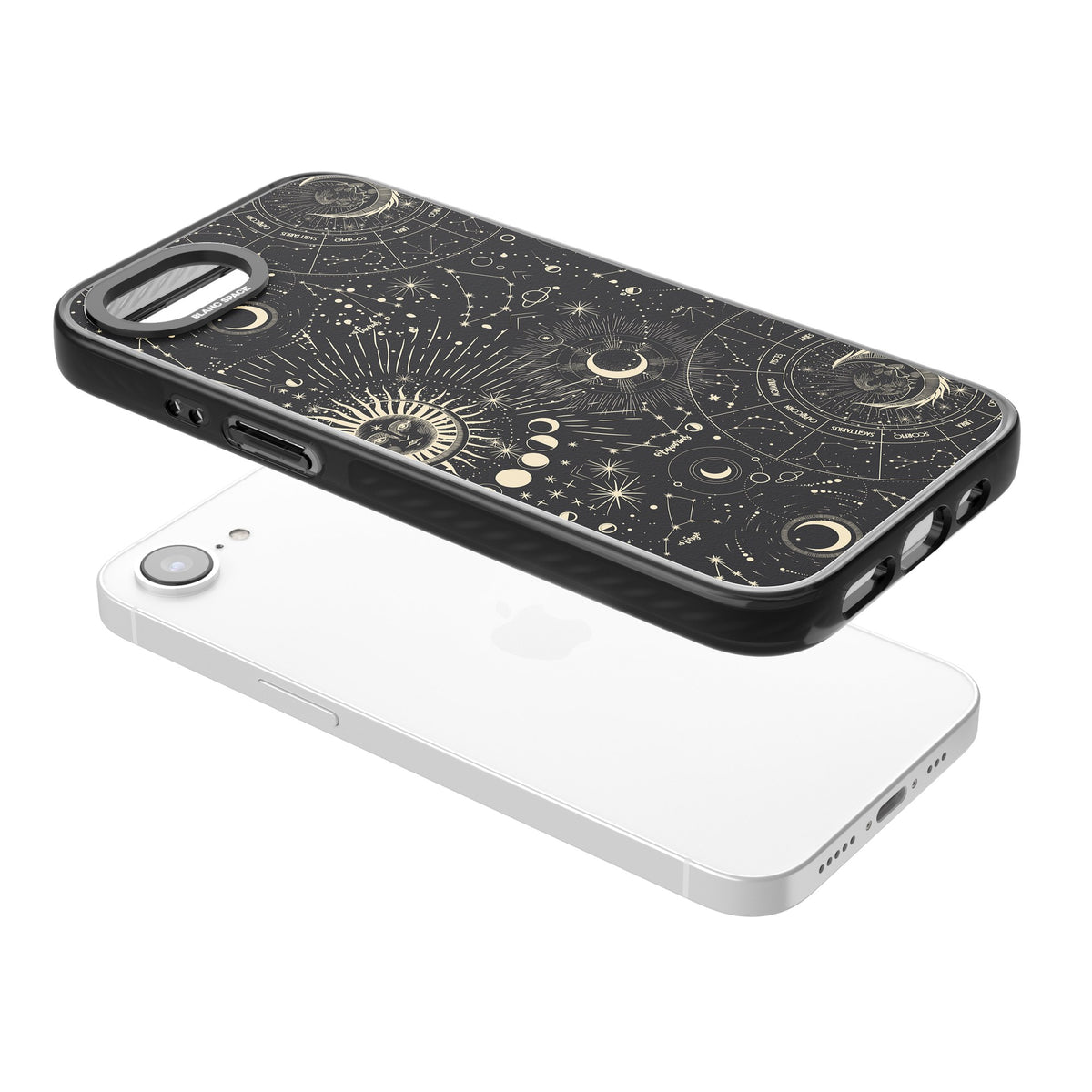 Cosmic Oracle iPhone 16e / iPhone 17e Impact Black Phone Case angled