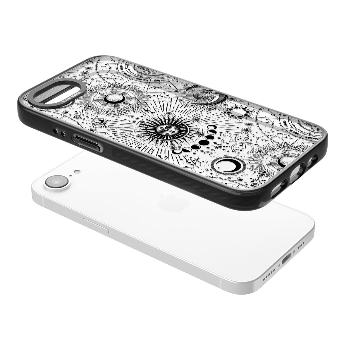 Suns & Zodiac Solar Chart iPhone 16e / iPhone 17e Impact Black Phone Case angled