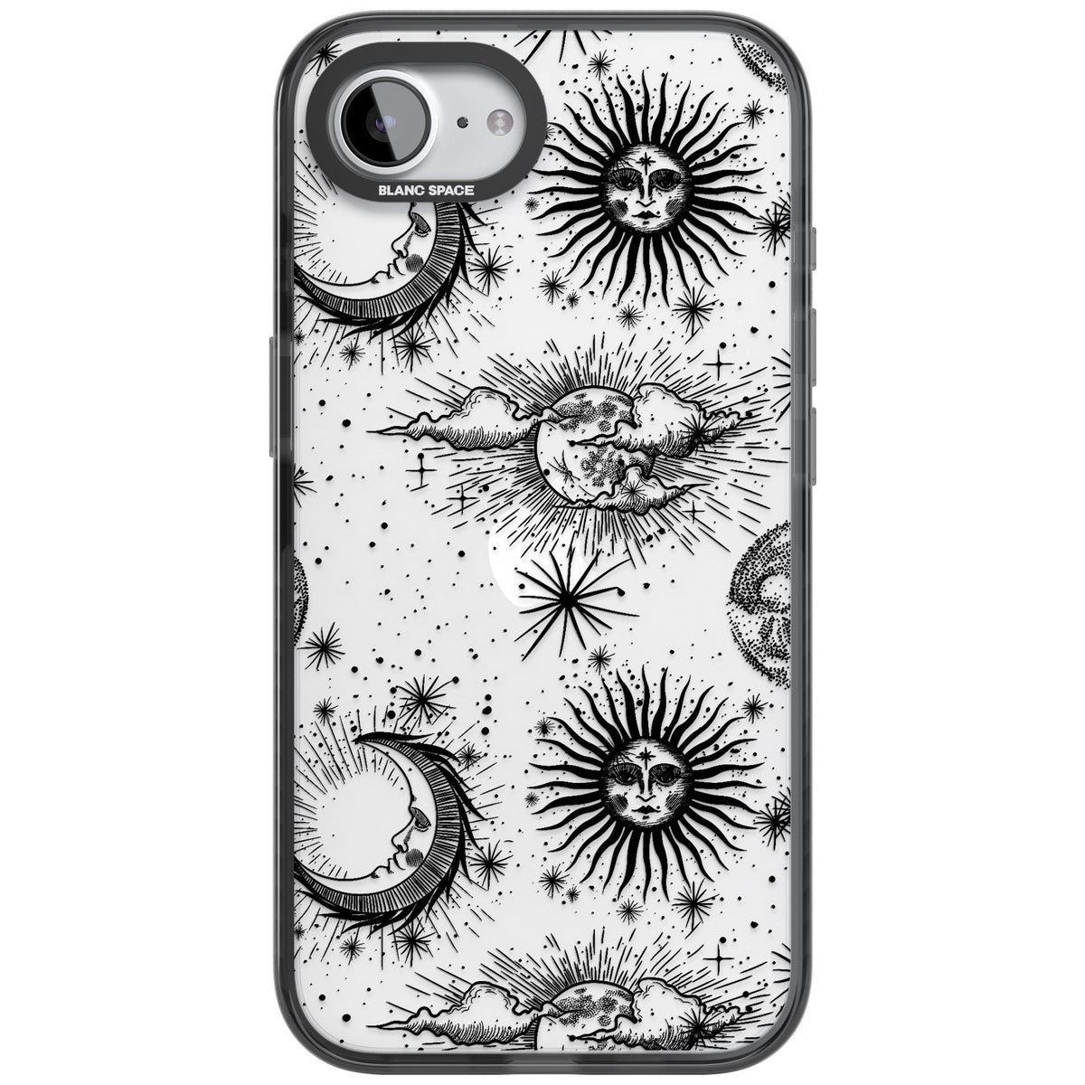 Suns, Moons & Clouds iPhone 16e / iPhone 17e Impact Black Phone Case front
