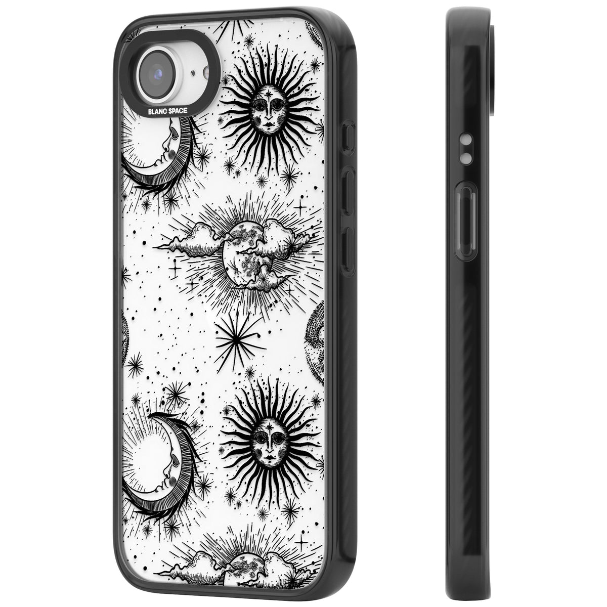 Suns, Moons & Clouds iPhone 16e / iPhone 17e Impact Black Phone Case side