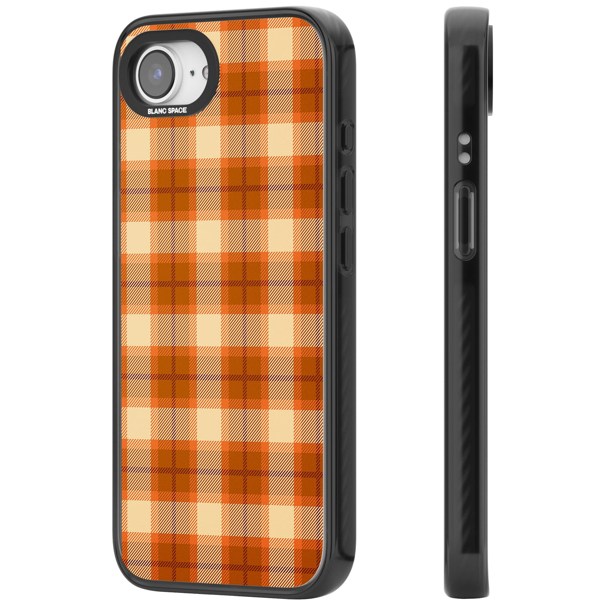 Pumpkin Plaid iPhone 16e / iPhone 17e Impact Black Phone Case side