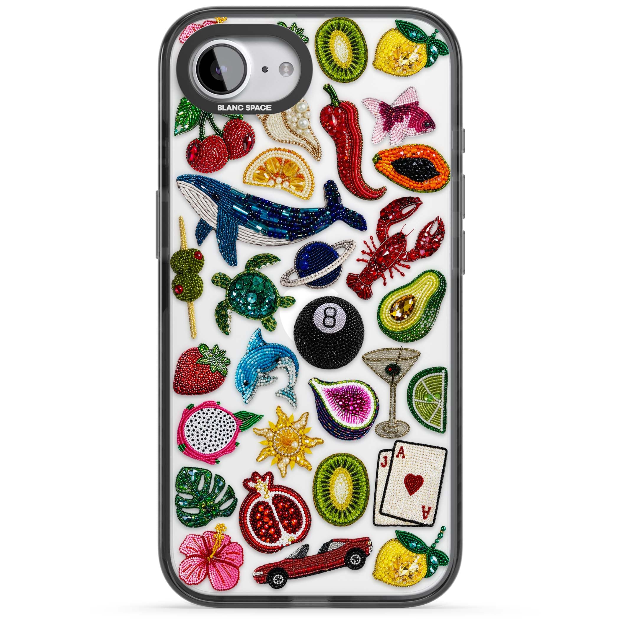 Beaded Mix cute iPhone case | Black Impact case for iPhone 16e, iPhone 17e