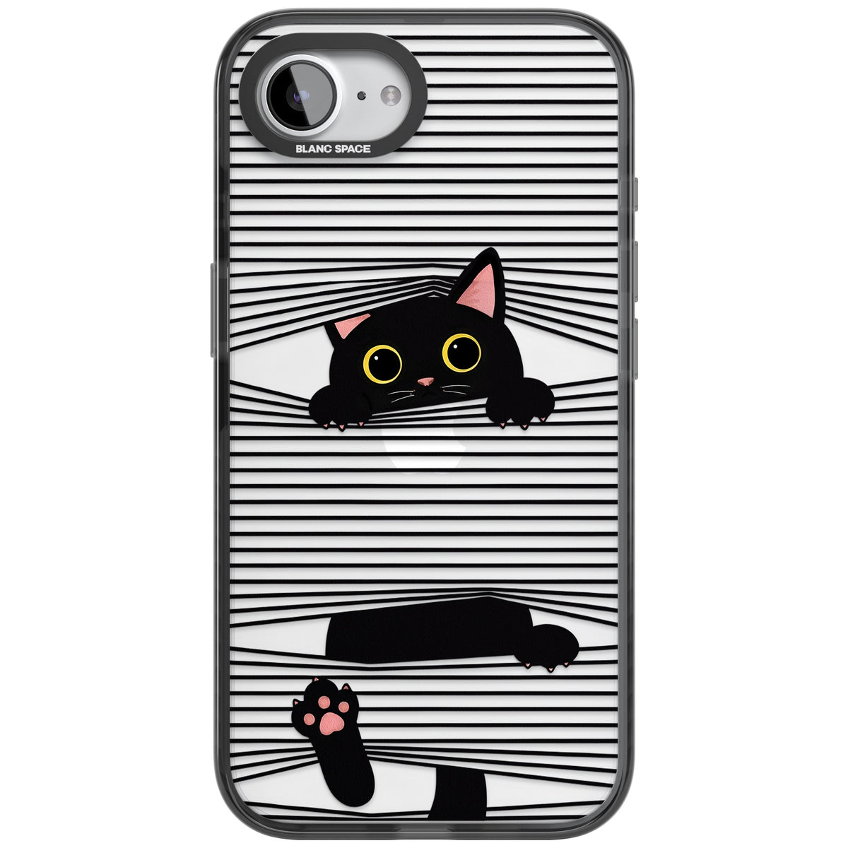 Peek-a-Boo Cat iPhone 16e / iPhone 17e Impact Black Phone Case front