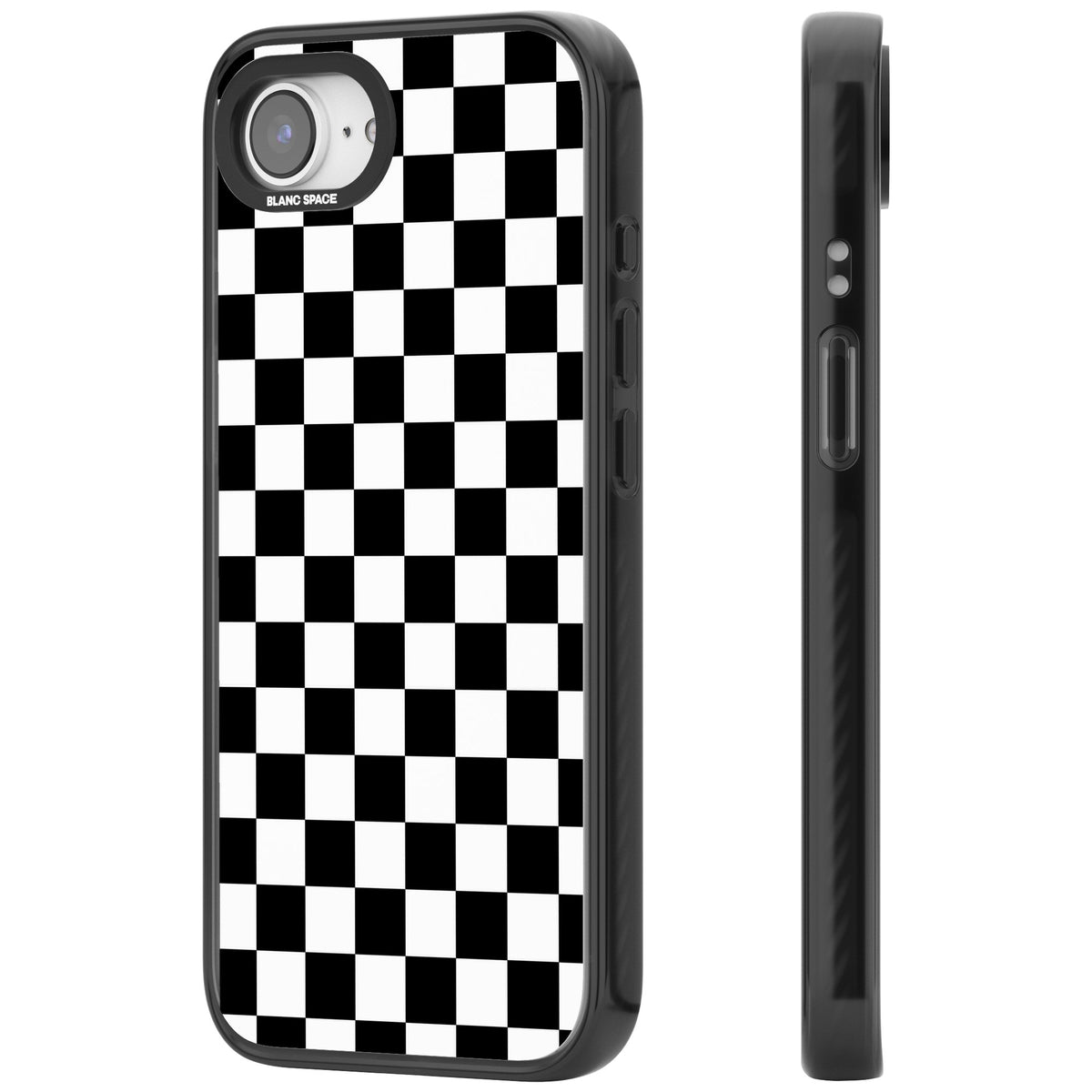 Checkerboard iPhone 16e / iPhone 17e Impact Black Phone Case side