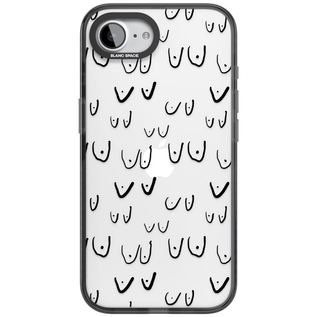 Boob Pattern (Black) iPhone 16e / iPhone 17e Impact Black Phone Case front