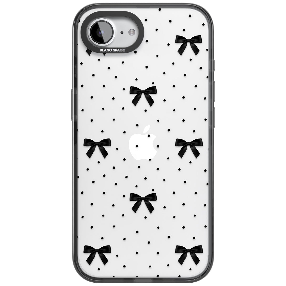 Black Polka Bows iPhone 16e / iPhone 17e Impact Black Phone Case front