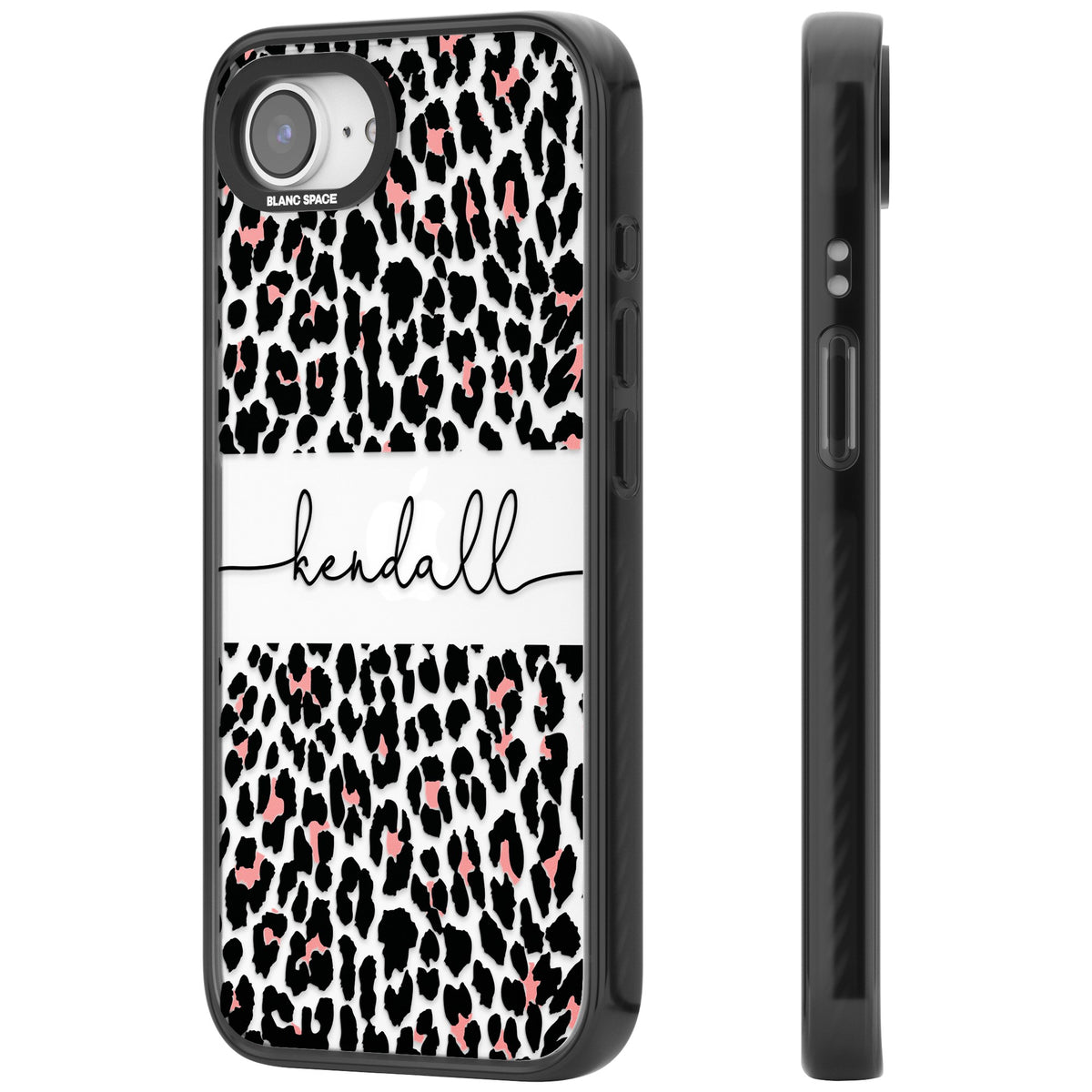 Personalised Tatty Leopard iPhone 16e / iPhone 17e Impact Black Phone Case side