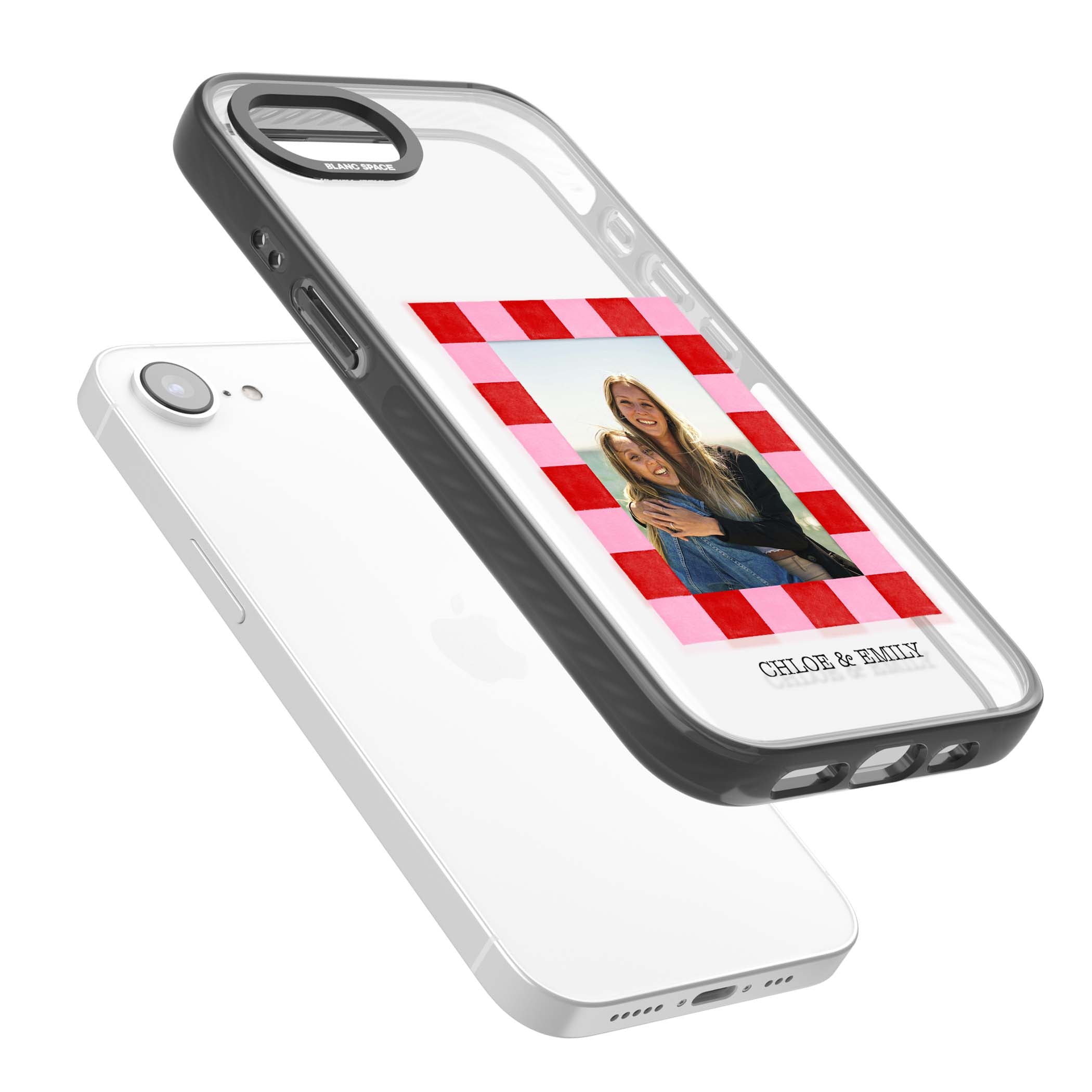 Bubblegum Check Photo for her iPhone case | Black Impact case for iPhone 16e, iPhone 17e
