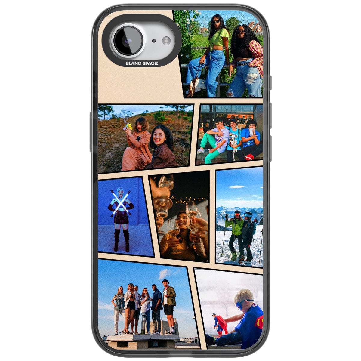 Personalised Comic Strip Photo iPhone 16e / iPhone 17e Impact Black Phone Case front