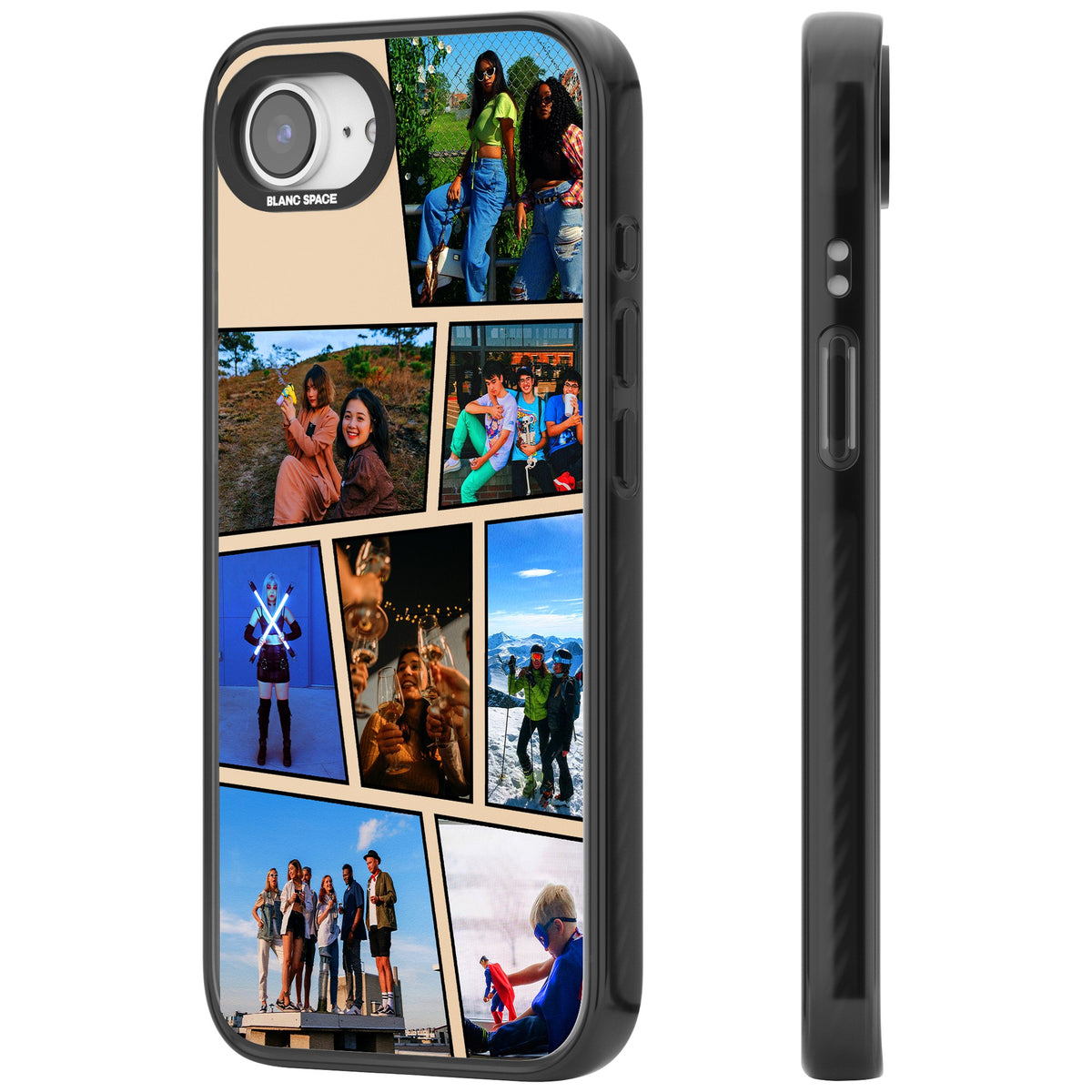 Personalised Comic Strip Photo iPhone 16e / iPhone 17e Impact Black Phone Case side