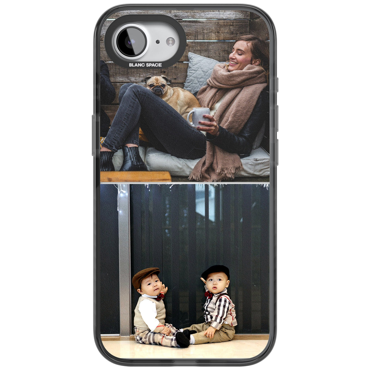 Personalised 2 Photo Grid iPhone 16e / iPhone 17e Impact Black Phone Case front