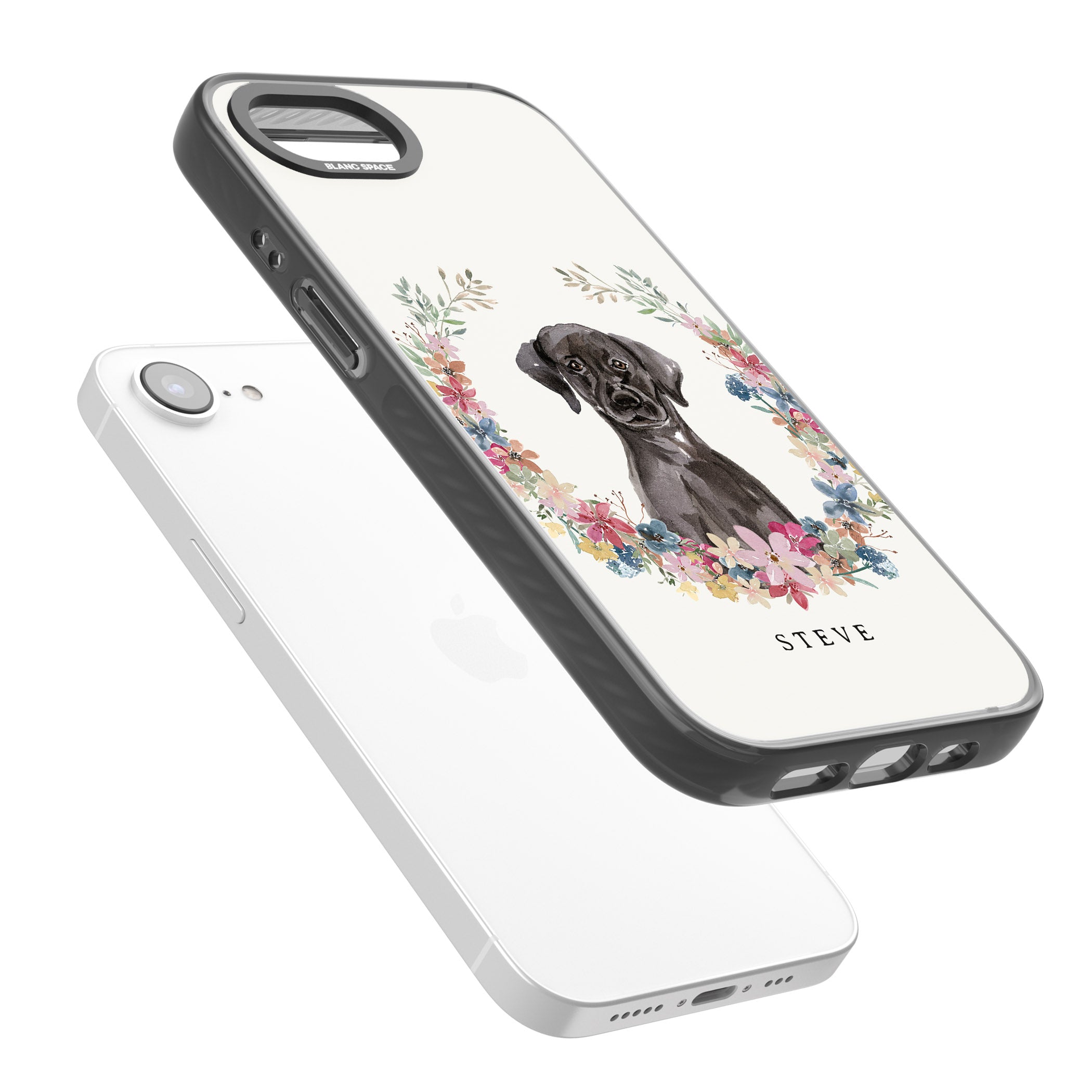 Personalised Black Labrador Floral Portrait