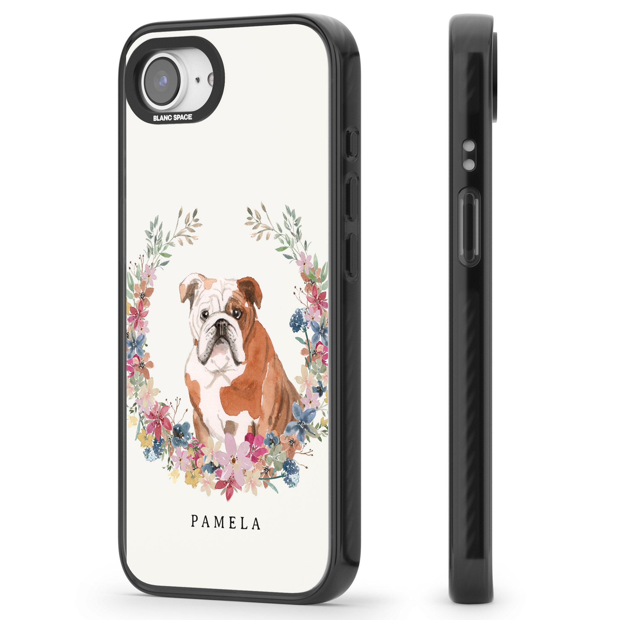 Personalised English Bulldog Floral Portrait