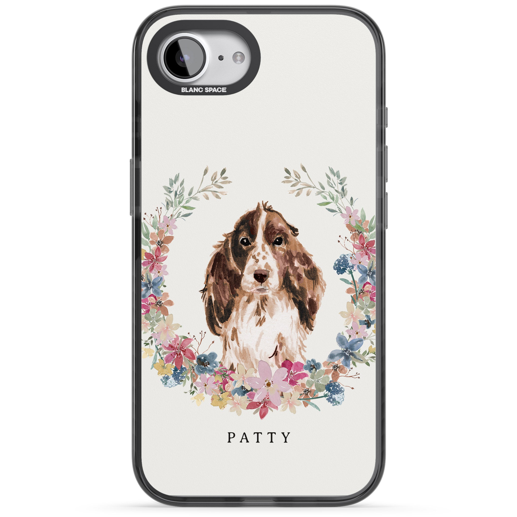 Personalised Cocker Spaniel Floral Portrait