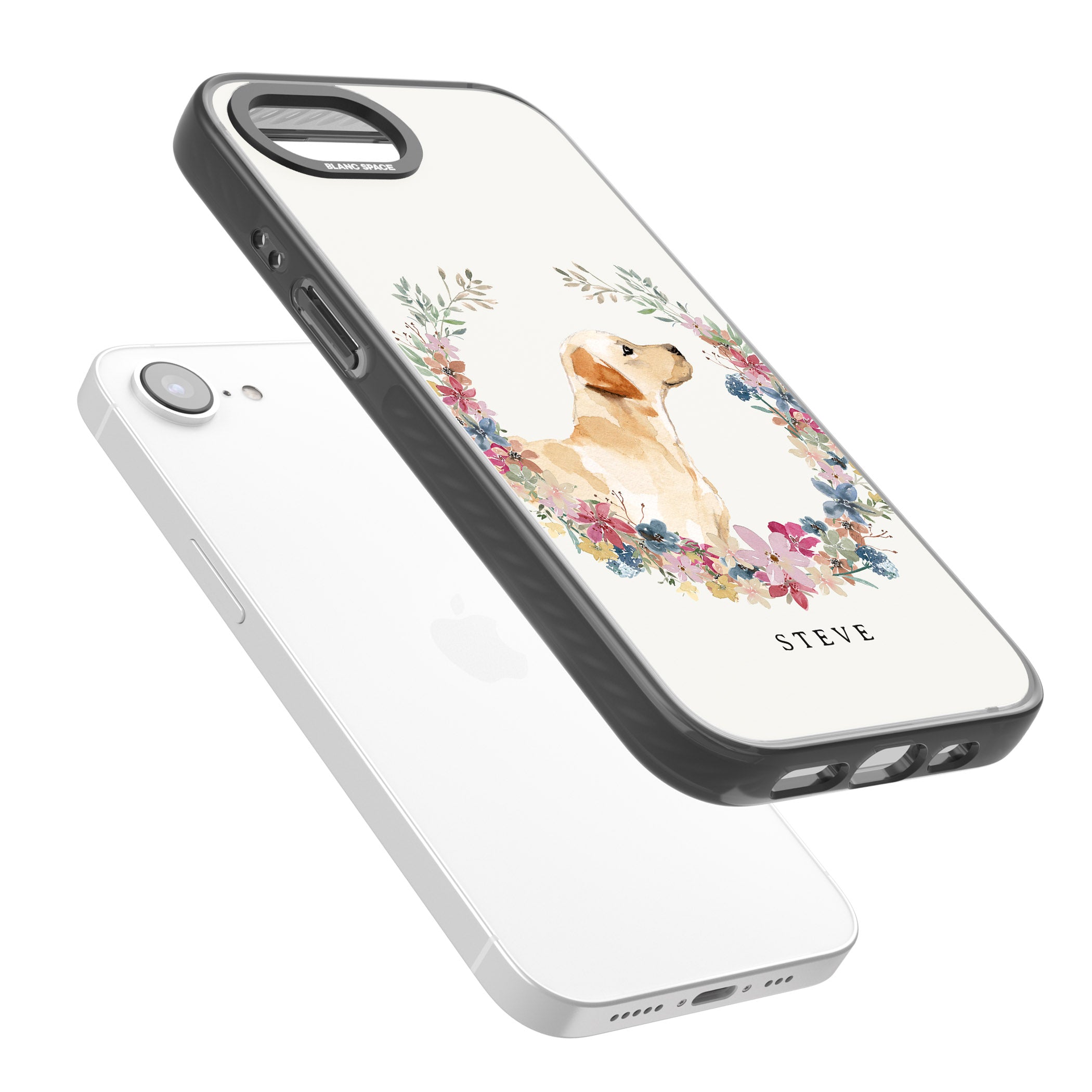 Personalised Yellow Labrador Floral Portrait