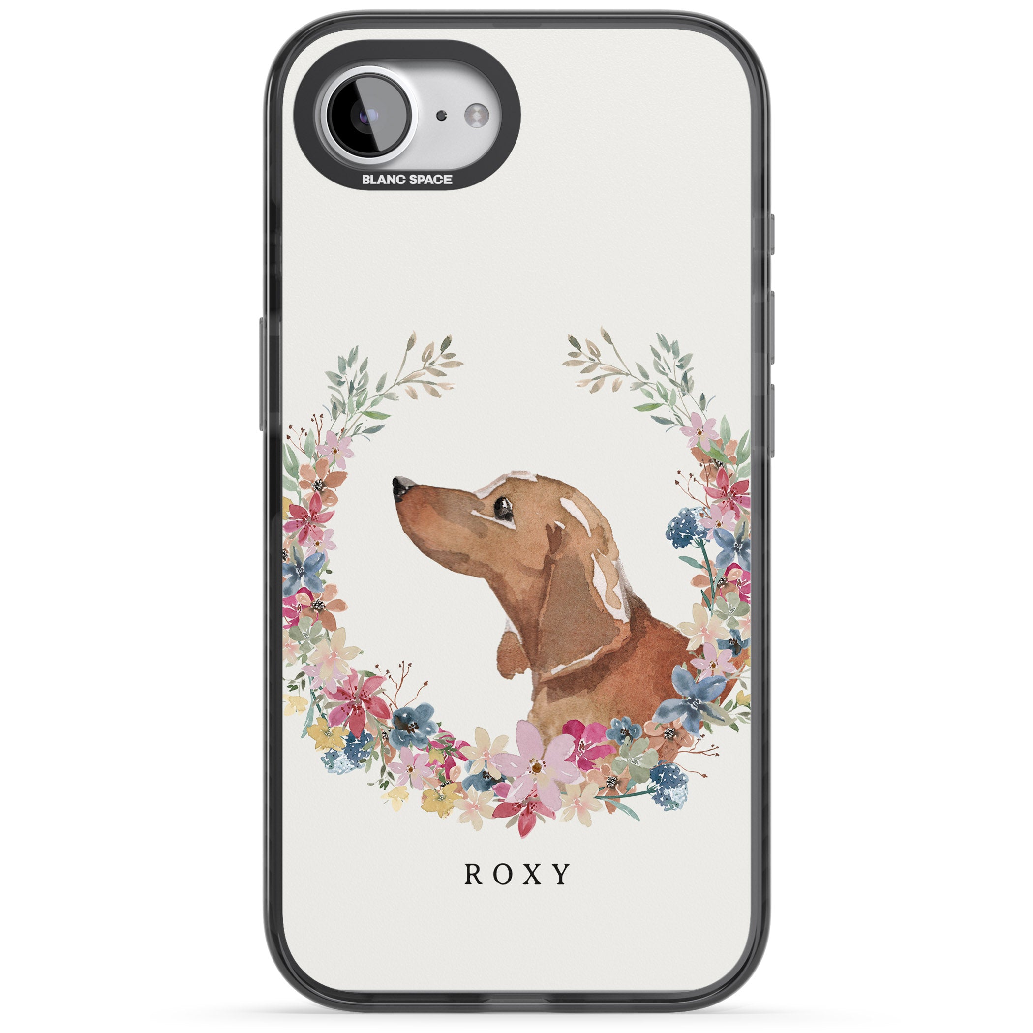 Personalised Tan Dachshund Floral Portrait