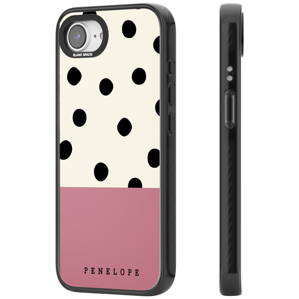 Penelope's Dots iPhone 16e / iPhone 17e Impact Black Phone Case side