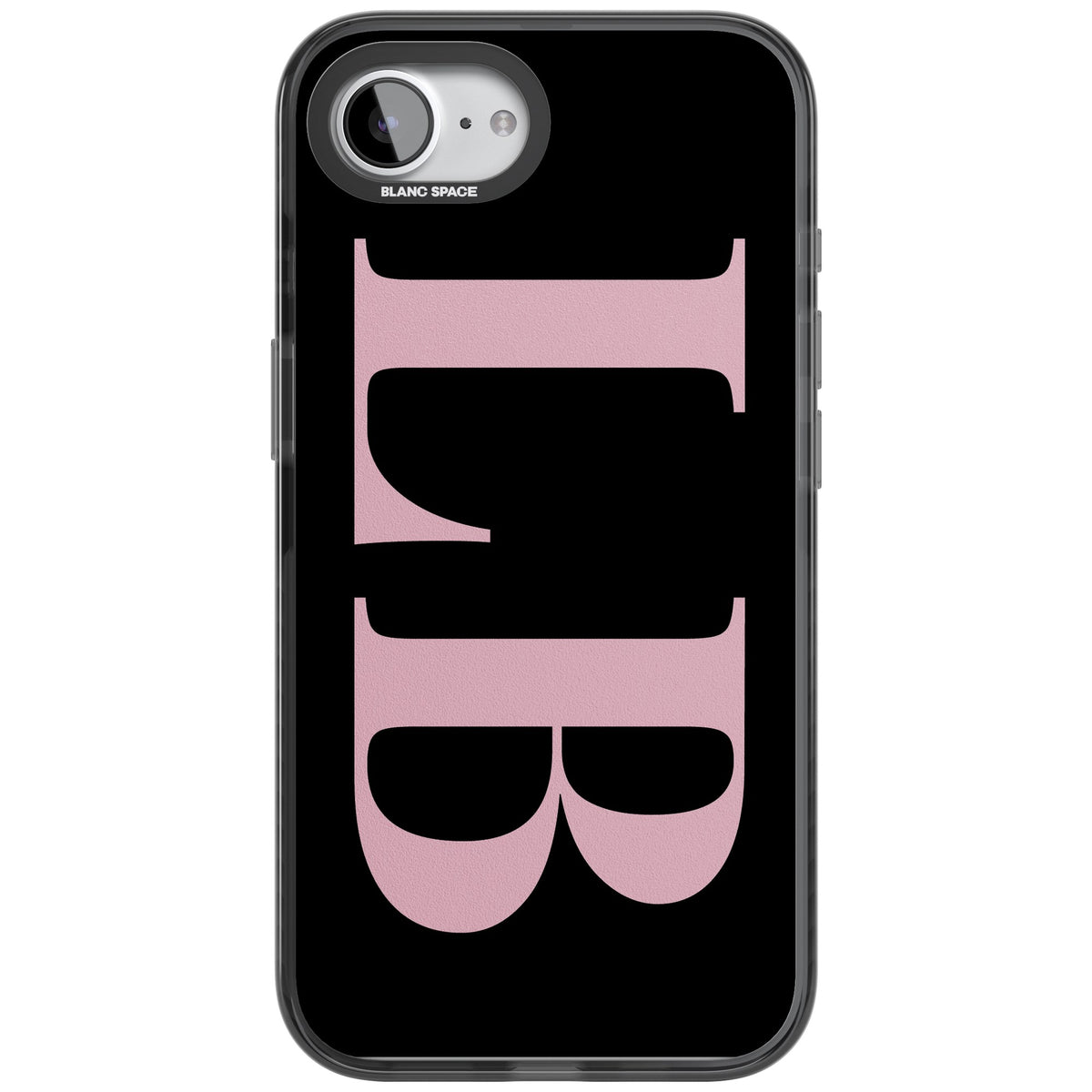Personalised Pink & Black Letters iPhone 16e / iPhone 17e Impact Black Phone Case front