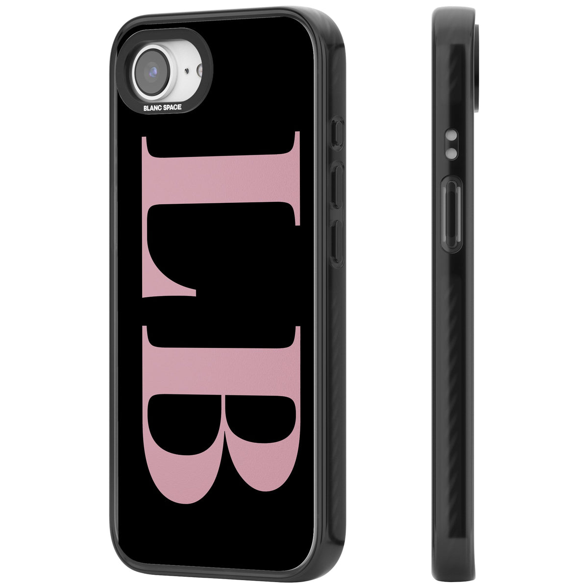 Personalised Pink & Black Letters iPhone 16e / iPhone 17e Impact Black Phone Case side