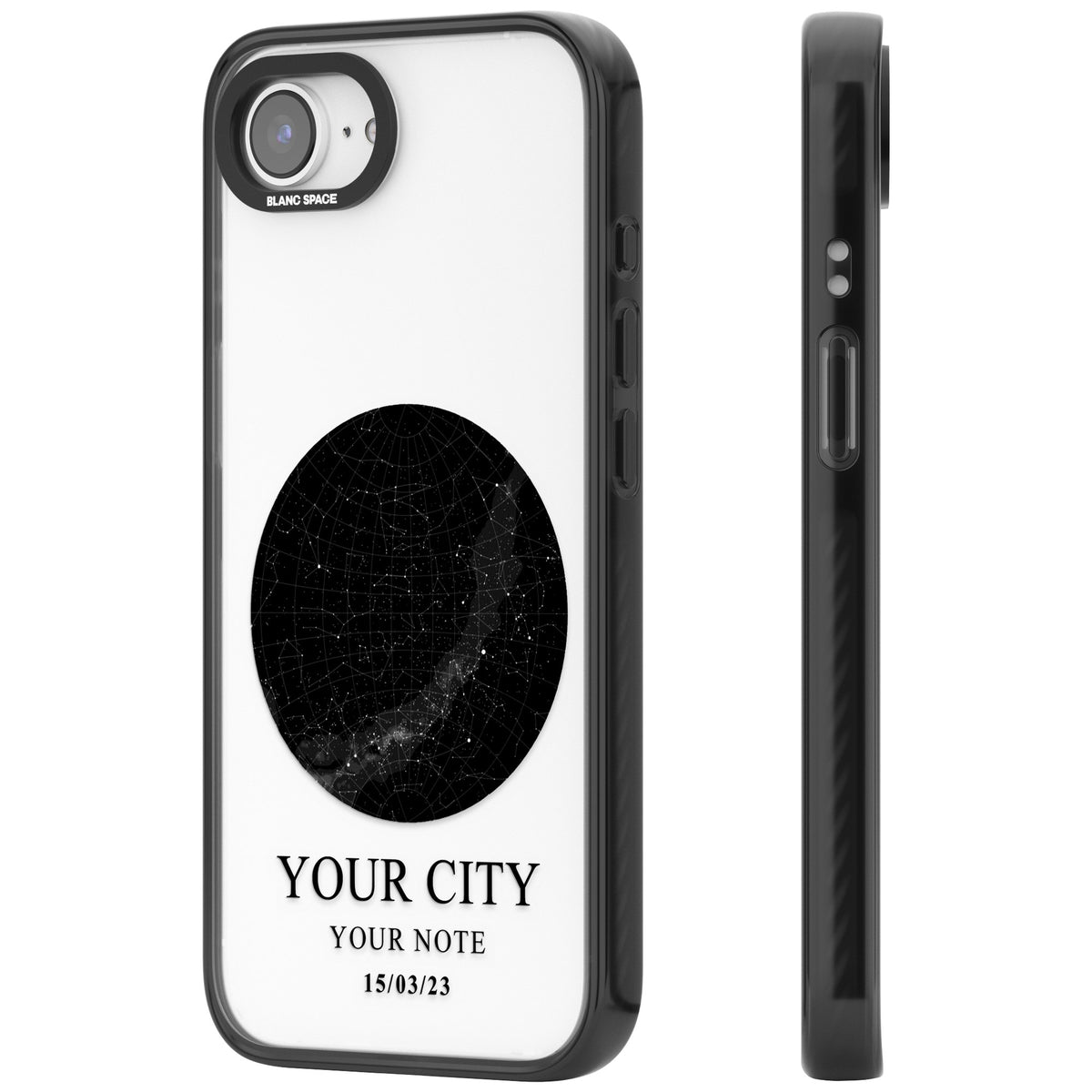 Personalised Star Map iPhone 16e / iPhone 17e Impact Black Phone Case side