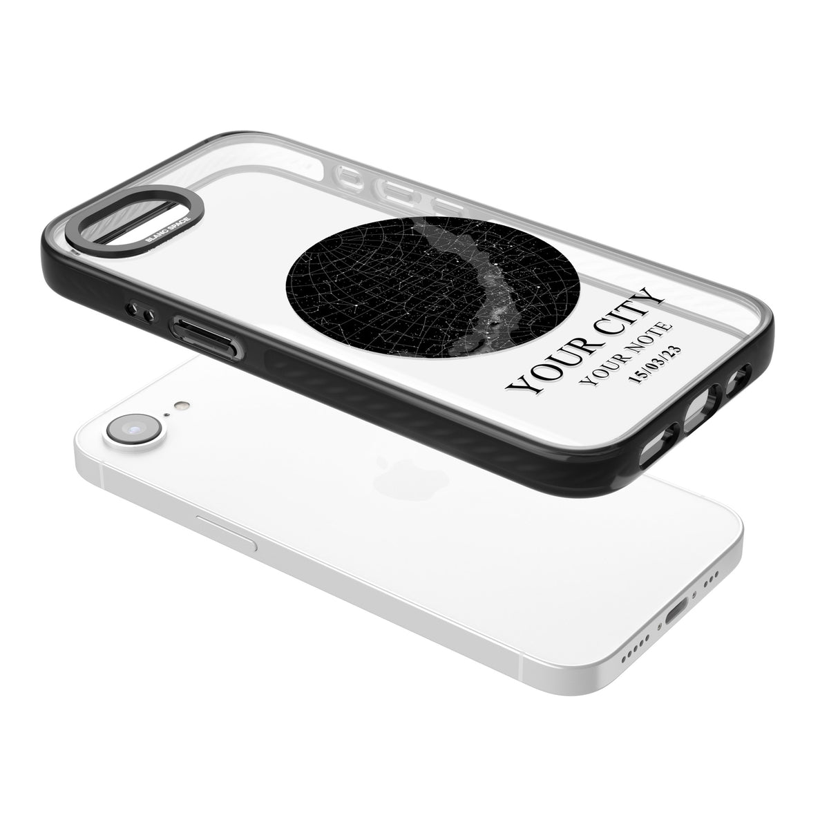 Personalised Star Map iPhone 16e / iPhone 17e Impact Black Phone Case angled