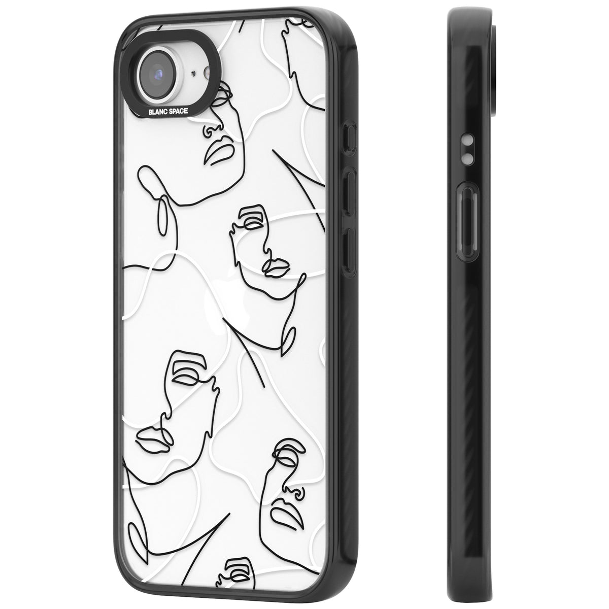 Abstract Faces iPhone 16e / iPhone 17e Impact Black Phone Case side