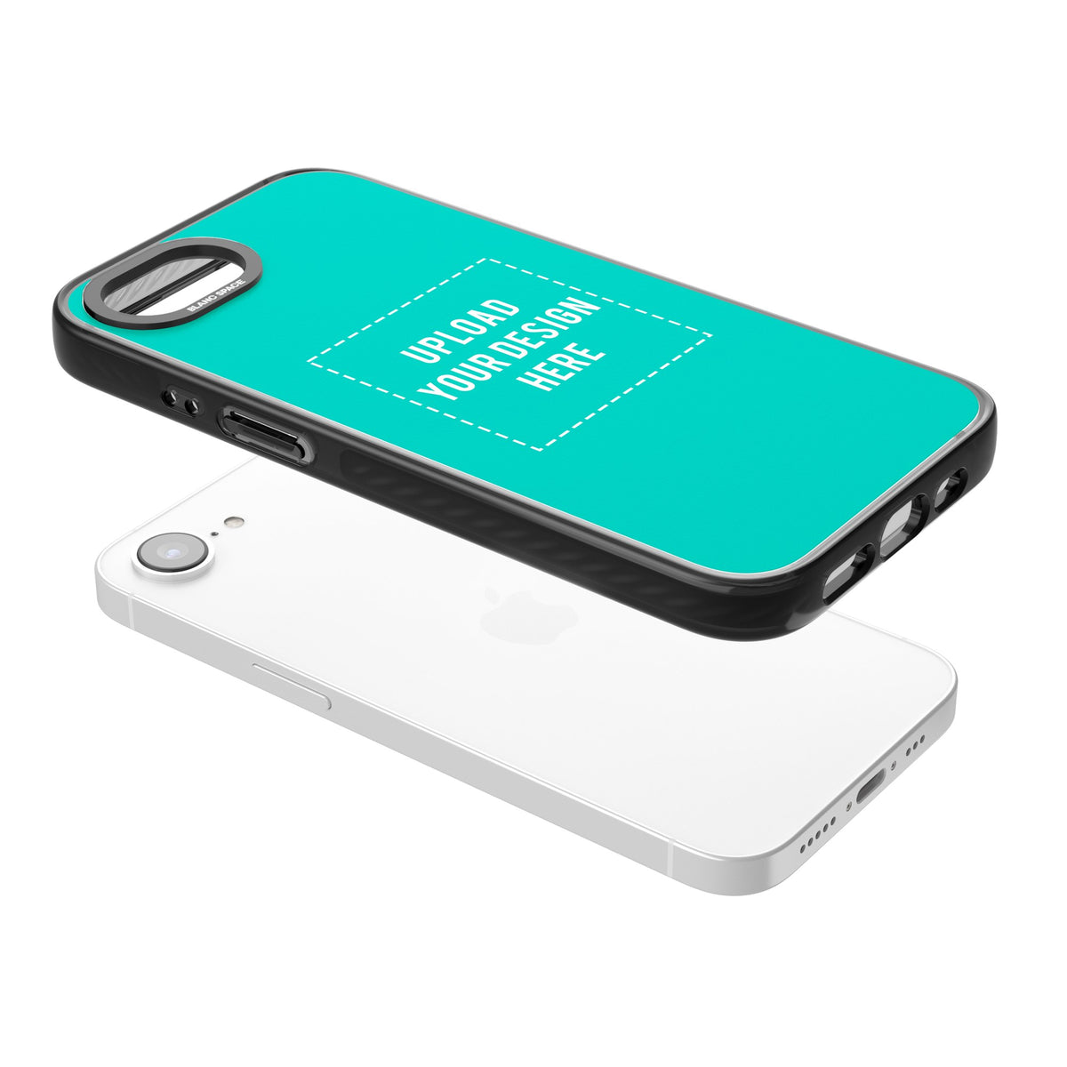 Personalised Your Own Design iPhone 16e / iPhone 17e Impact Black Phone Case angled