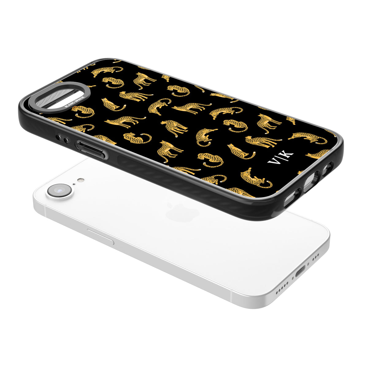 Personalised Safari Cheetahs iPhone 16e / iPhone 17e Impact Black Phone Case angled