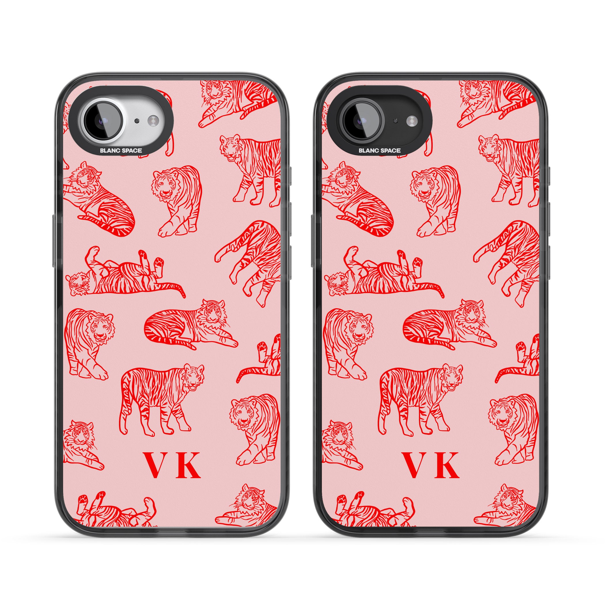 Personalised Red Tiger Outlines On Pink