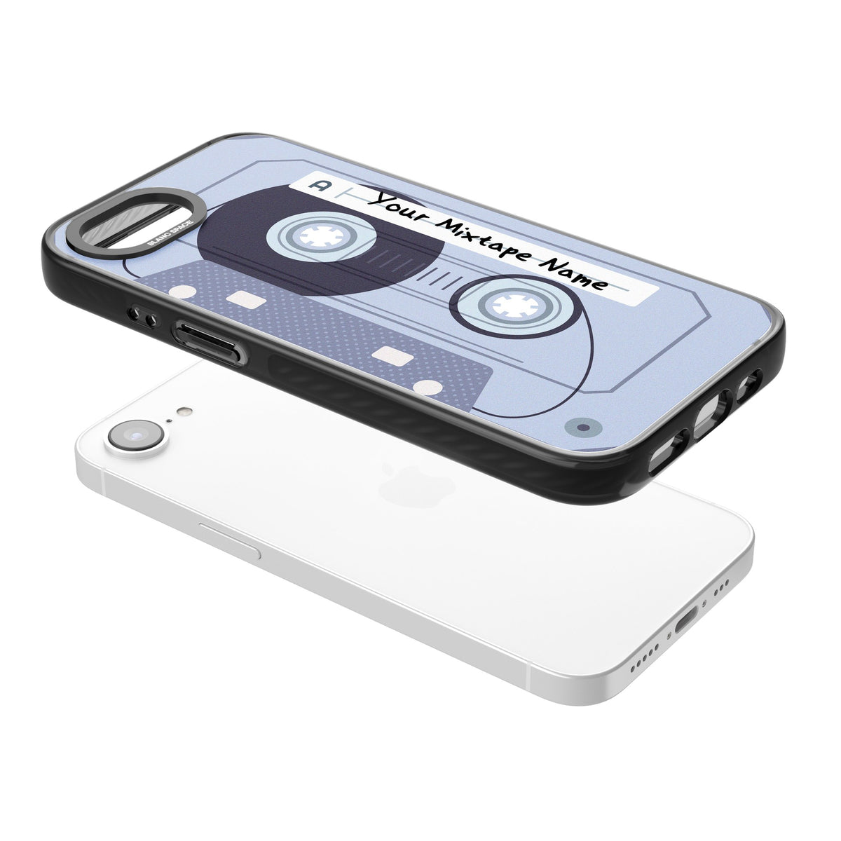 Personalised Retro Mixtape Industrial iPhone 16e / iPhone 17e Impact Black Phone Case angled