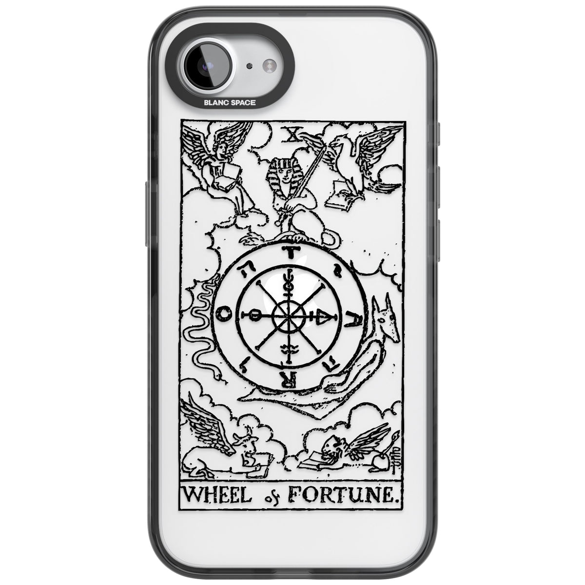 Personalised Wheel Of Fortune Tarot Transparent iPhone 16e / iPhone 17e Impact Black Phone Case front