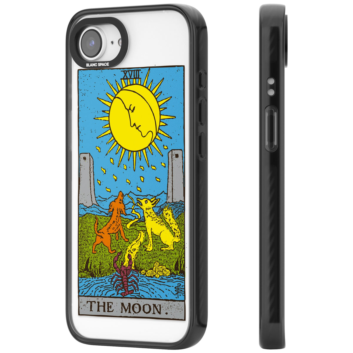 Personalised The Moon Tarot Card (Color) iPhone 16e / iPhone 17e Impact Black Phone Case side