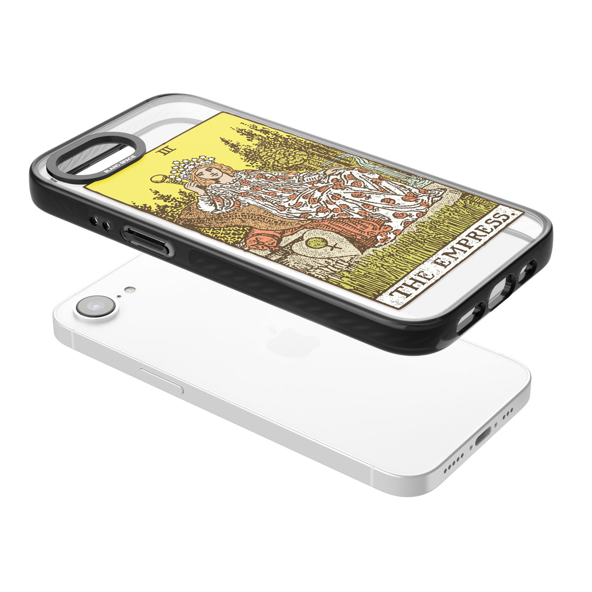 Personalised The Empress Tarot Card (Color) iPhone 16e / iPhone 17e Impact Black Phone Case angled