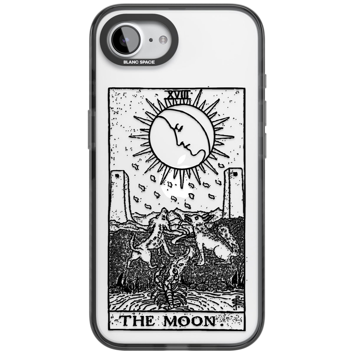 Personalised The Moon Tarot Card (Clear) iPhone 16e / iPhone 17e Impact Black Phone Case front