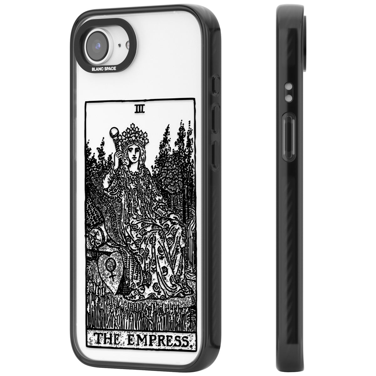 Personalised The Empress Tarot Card (Clear) iPhone 16e / iPhone 17e Impact Black Phone Case side