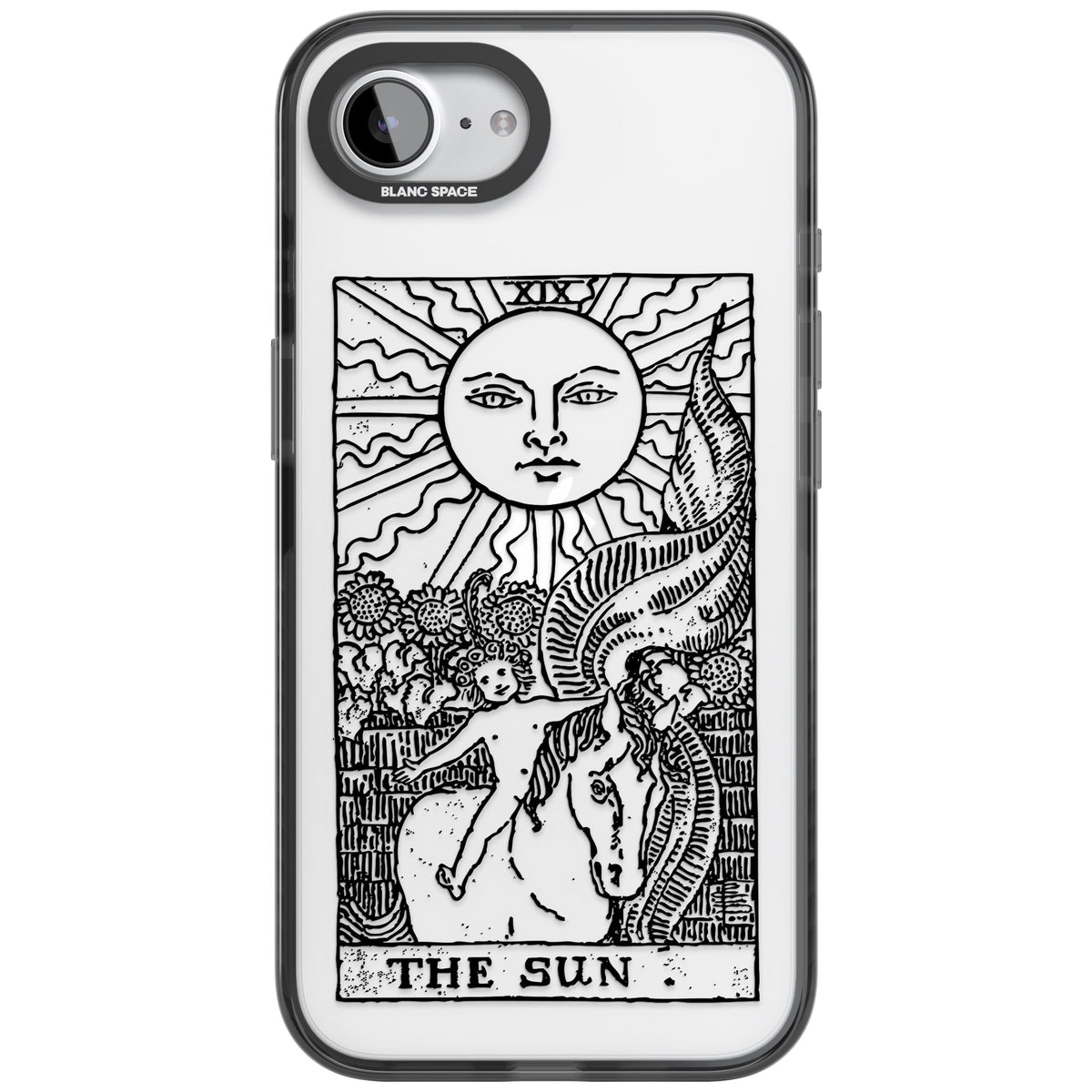 Personalised The Sun Tarot Card (Clear) iPhone 16e / iPhone 17e Impact Black Phone Case front