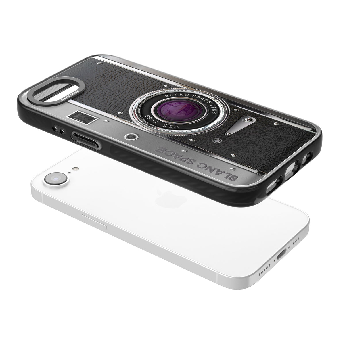 Vintage Classic Camera iPhone 16e / iPhone 17e Impact Black Phone Case angled