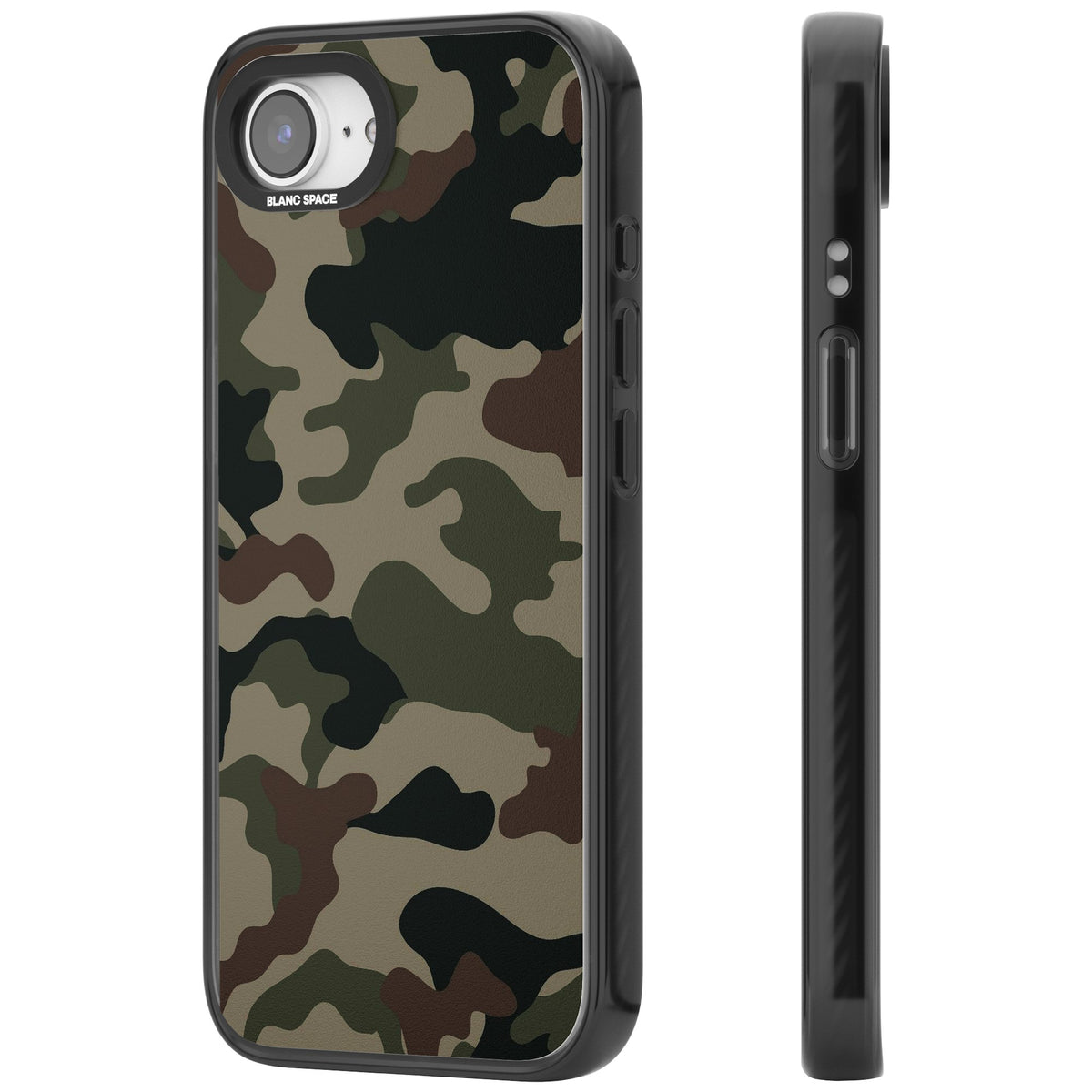 Green And Brown Camo iPhone 16e / iPhone 17e Impact Black Phone Case side