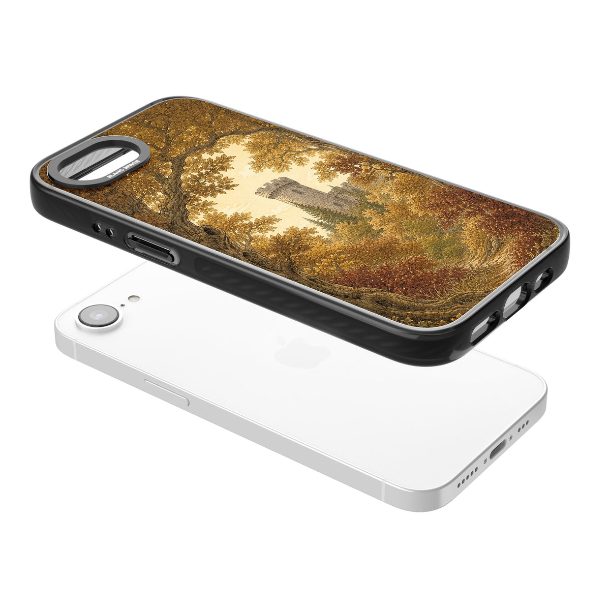 Autumn Keep iPhone 16e / iPhone 17e Impact Black Phone Case angled