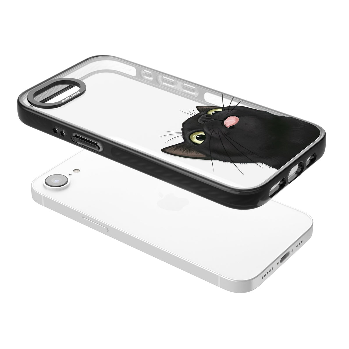 Black Cat Energy iPhone 16e / iPhone 17e Impact Black Phone Case angled