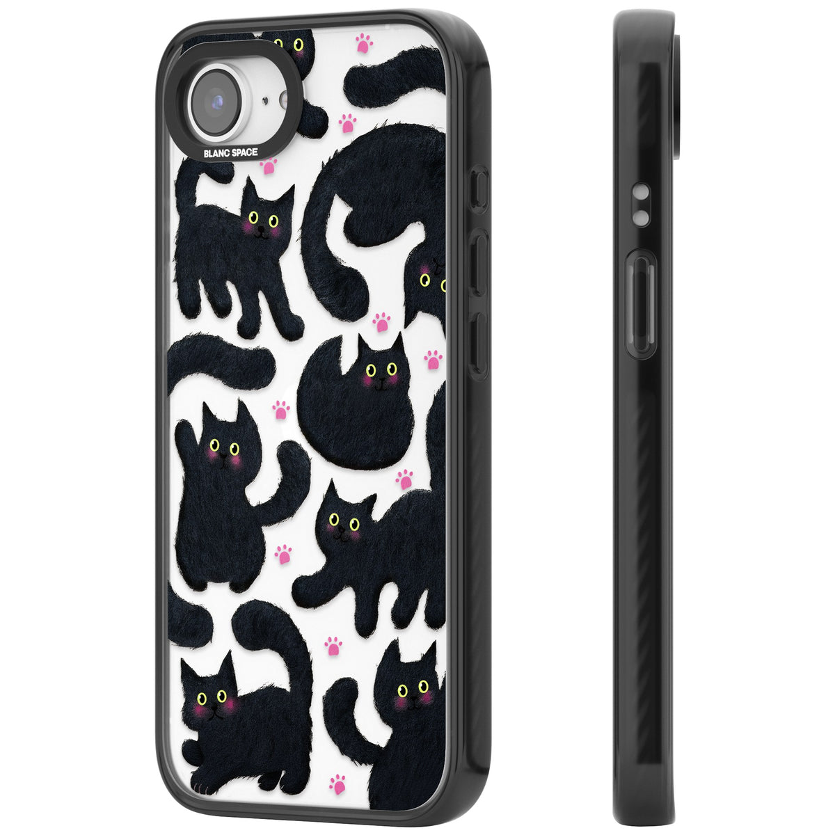 Midnight Cats iPhone 16e / iPhone 17e Impact Black Phone Case side