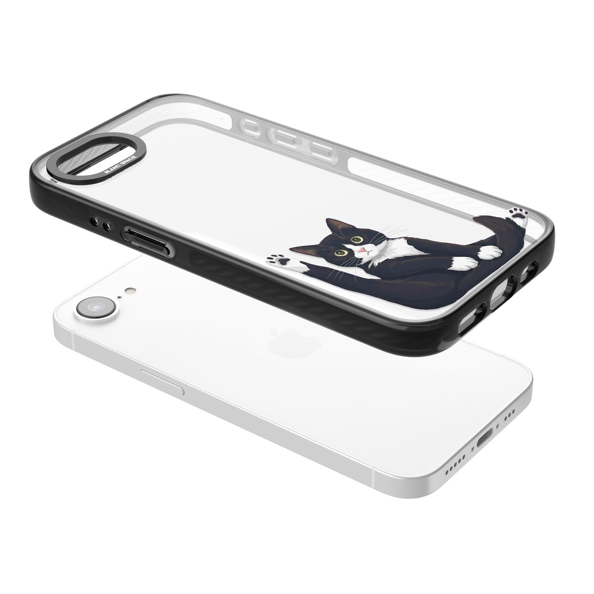 Mid-Groom Cat iPhone 16e / iPhone 17e Impact Black Phone Case angled