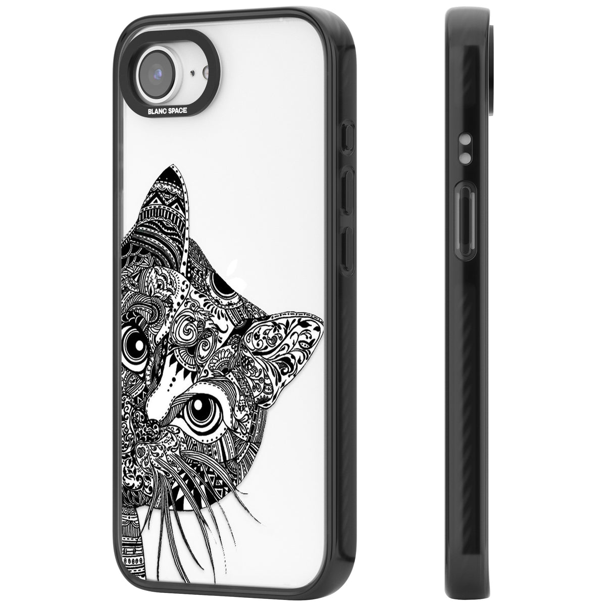 Henna Cat iPhone 16e / iPhone 17e Impact Black Phone Case side