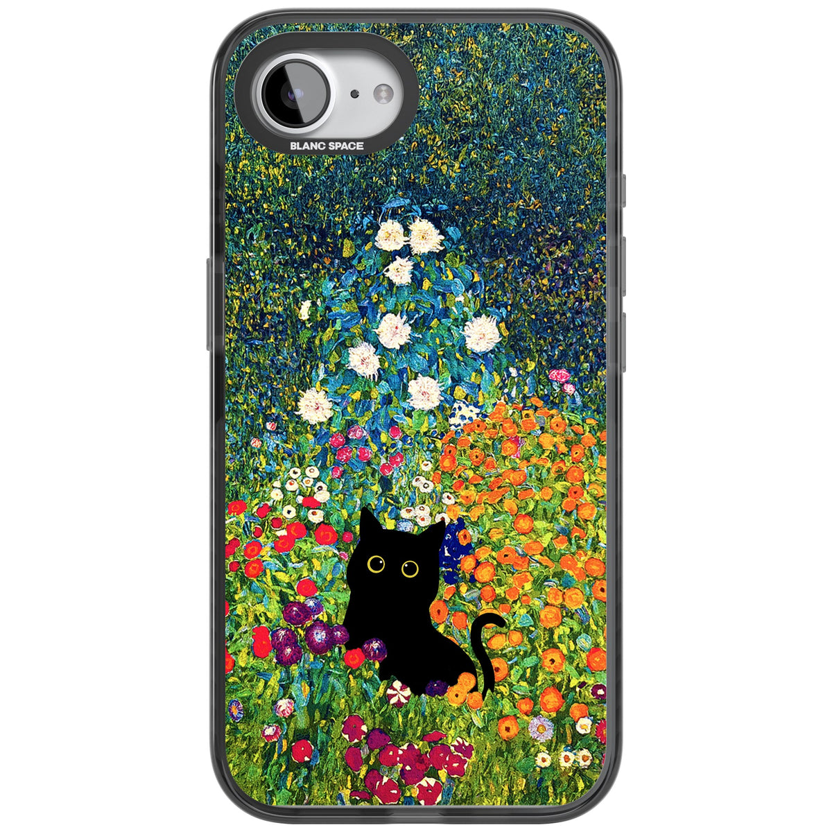 Cat in Klimt's Garden iPhone 16e / iPhone 17e Impact Black Phone Case front