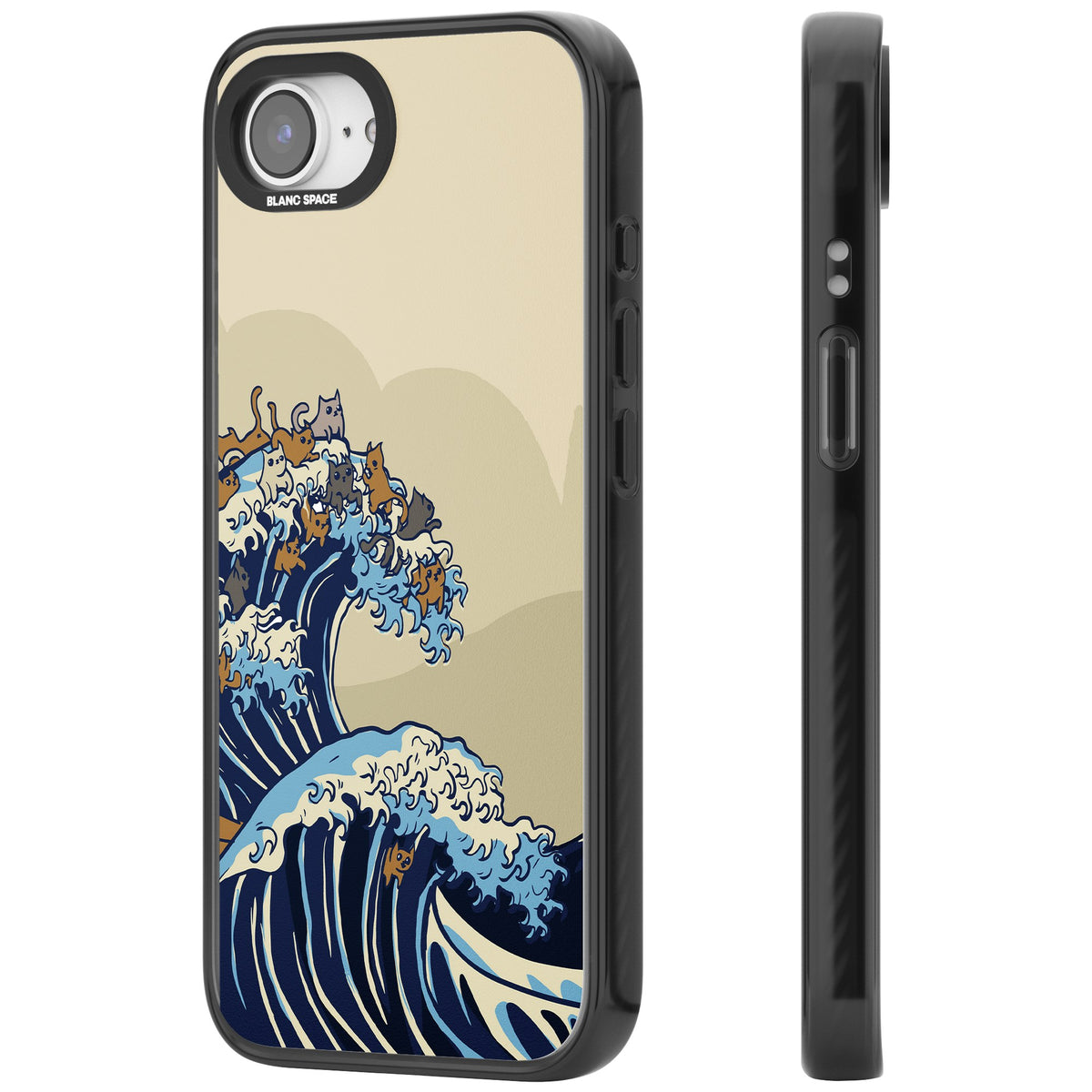 The Great Cat Wave iPhone 16e / iPhone 17e Impact Black Phone Case side