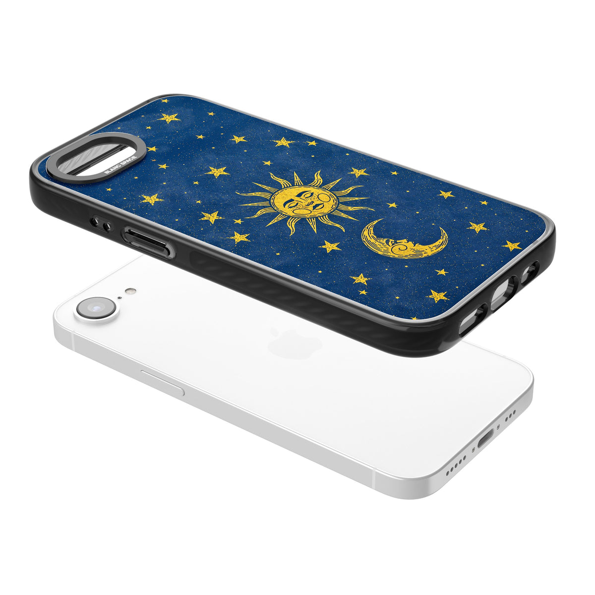 Sun & Moon Reverie iPhone 16e / iPhone 17e Impact Black Phone Case angled